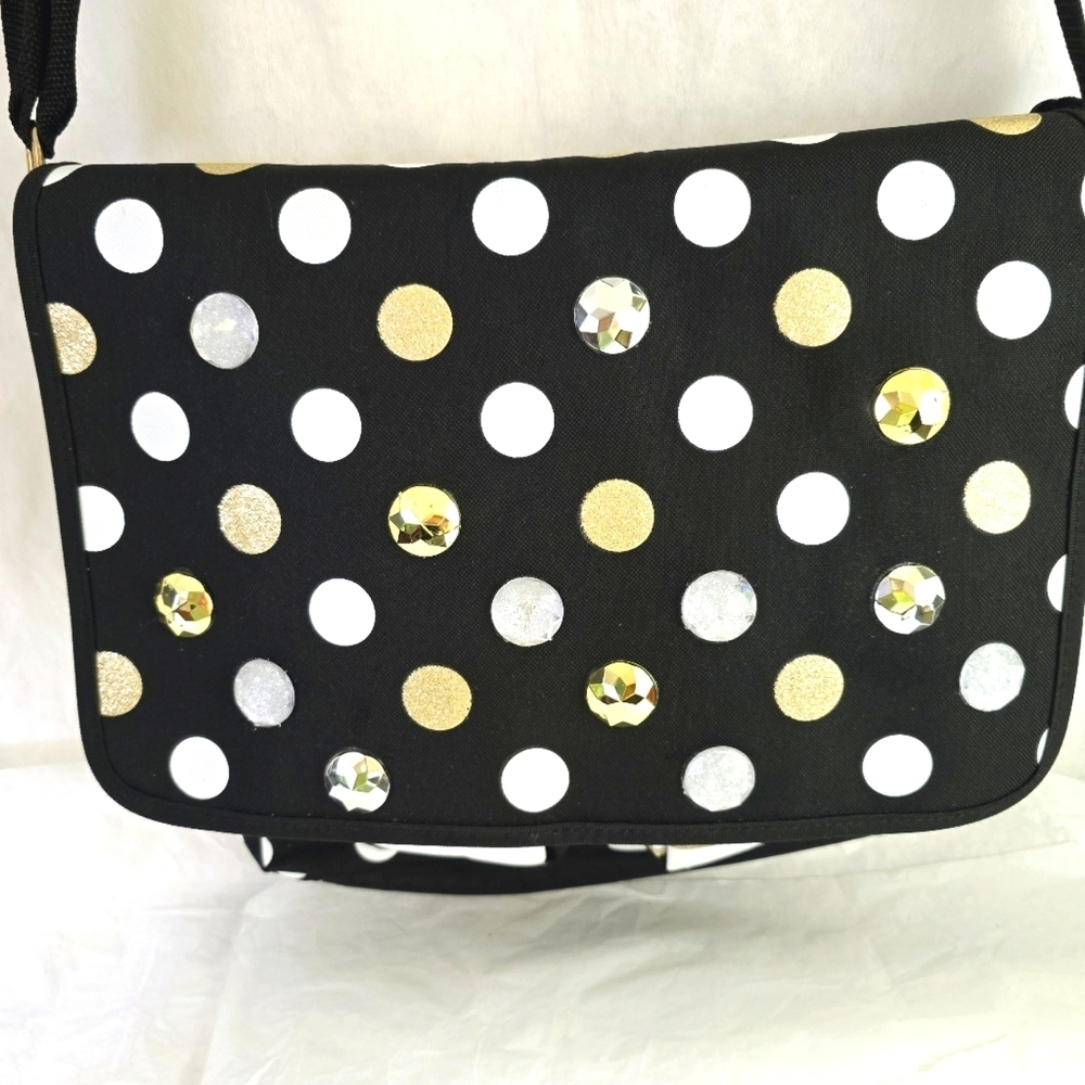 Bling Laptop messenger polka dots book shoulder crossbody bag - Picture 7 of 13